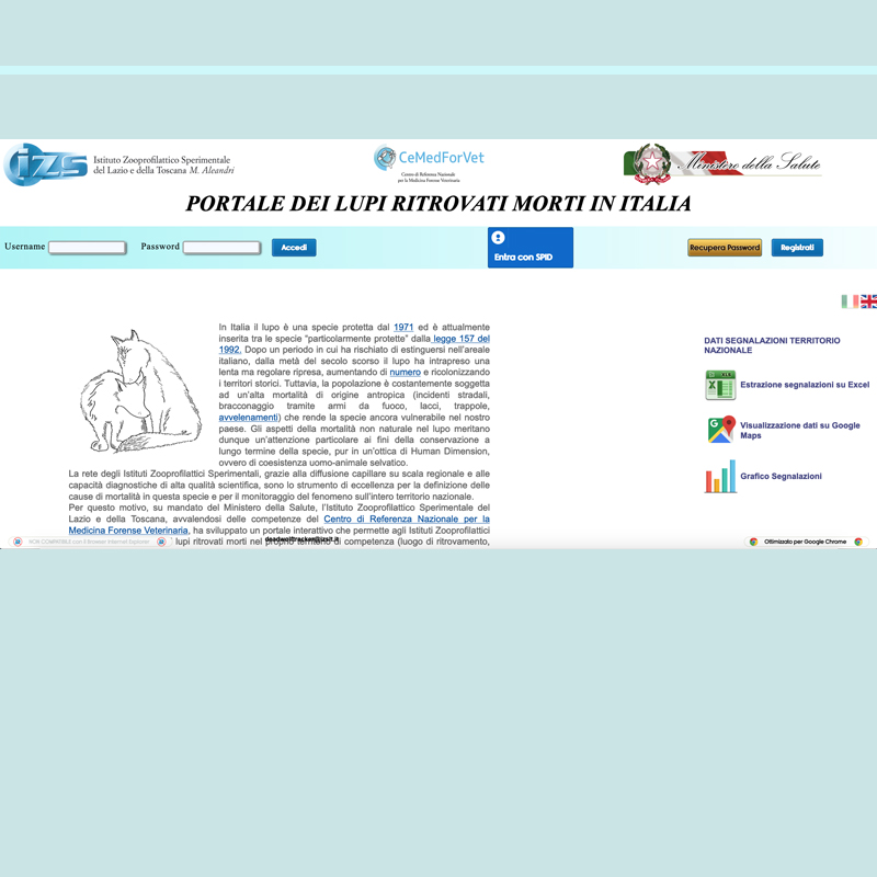 Portale Nazionale delle Segnalazioni dei Lupi Ritrovati Morti
